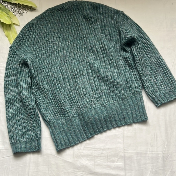 FREE People Molly Teal Multi Cable Knit Oversized Cardigan Sweater - Picture 11 of 13